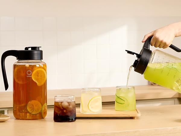 glass pitchers with handle and lid