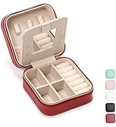 Jewelry Case with Mirror, Small Travel Jewelry Organizer, Portable Mini Storage Box for Rings, Ea...