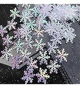 CCINEE 800pcs Glitter Snowflake Confetti White Decorative Snowflake Scatter Confetti for Christma...