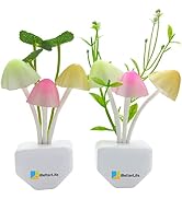 iBetterLife Sensor Night Light Color Changing Plug in Wall LED Mushroom Nightlight with Dusk to D...