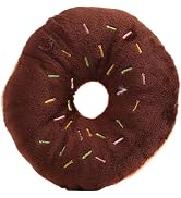 DPWOUM Plush Donut Sound Puppy Chew Toy, Soft Pet Bite Squeaker Toy for Small Medium Dogs (Coffee)