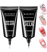 Makartt Nail Rhinestone Glue Gel Set: 60g 3D Super Strong No Wipe Nail Glue for Charms Gems Cryst...