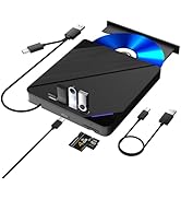 TYYWGD 7 in 1 External CD/DVD Drive for Laptop,4 USB Ports and TF/SD Card Slots USB 3.0 Portable ...