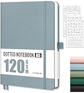 AHGXG Bullet Dotted Journal - Dot Grid Notebook Journal, 120 GSM Thick Acid-Free Paper, A5 Dotted...