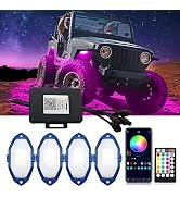 RGB LED Rock Lights, Neon Underglow Kit for Car with App/Remote Control and Voice-Activated Music...