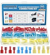 LIDUOLE 100Pcs Nylon Spade Connector Kit 22-10 Gauge Quick Disconnect Electrical Wire Terminal Co...