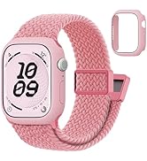 Braided Magnetic Clasp Band with Case for Kids Apple Watch 38/40/41/42/44/45mm, Nylon Elastic Str...