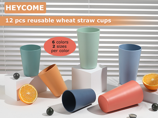 12 wheat straw cups