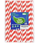 Lives on Green 7.75 inch Red White Striped Paper Straws