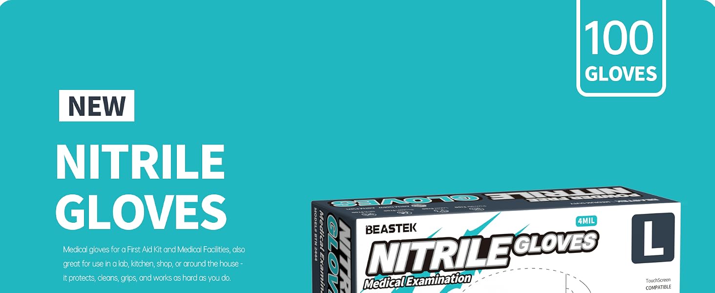 Beastek Black nitrile gloves, disposable medical glove