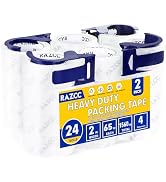 RAZCC Clear Packing Tape, 24 Rolls Heavy Duty Packaging Tape with Dispensers for Packing Shipping...