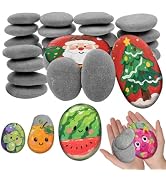 Reeplan 26PCS Rocks for Painting, 3 Sizes Flat River Rocks for Painting, 2-5 Inches Natural and S...
