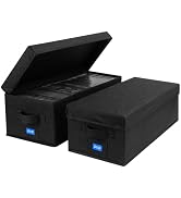 BOATISLE DVD Storage Box with Handles and Lid – DVD Case Holder Organizer with External Label Slo...