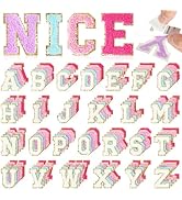 Chenille Letters Patches Self-Adhesive for Clothing: NICEVINYL 130pcs Multicolor Preppy Varsity S...
