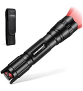 DARKBEAM Red Light LED Flashlight Tactical Stepless Dimming, Flood/Spot Portable Handheld Redligh...