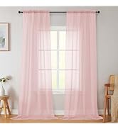 Welvetblk Blush Sheer Curtains for Bedroom Living Room 96 Inches Long 2 Panels, Modern Airy Soft ...