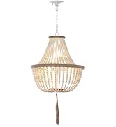 SAFAVIEH Lighting Collection – Lush Kristi Cream Beaded Boho Farmhouse 3-Light Pendant Chandelier...