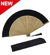 EOSAU Folding Fan Handheld Bamboo Silk Hand Fans for Women Foldable Chinese/Japanese Vintage Retr...