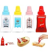 WXOIEOD 4 Pieces Mini Ketchup Bottle for Lunch Box, Small Condiment Squeeze Bottles Plastic Sauce...