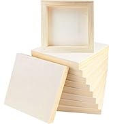 FSWCCK 10 Pcs 6x6 Wood Panel Boards, Unfinished Wood Canvas Wooden for Crafts, Painting Canvas, D...