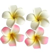 4Pcs White and Pink Hawaiian Frangipani Plumeria Clips and Barrettes Foam Head Flower Party Beach...