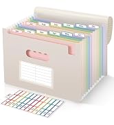 SKYDUE 13 Pocket Expanding File Folder, Accordion Document Organizer with Monthly Labels, A4 & Le...