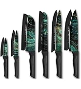 HUNTER.DUAL Knife Set, 12-PC Colorful Kitchen Knife Set, 6 Sharp Kitchen Knives with Covers for C...