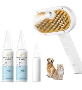 Pet Steam Brush for Dog & Cat - 3-in-1 Steam Grooming Brush for Shedding & Hair Removal - Pet com...