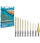 CORTOOL Hex Shank Drill Bits Set - 10 Pcs HSS Titanium Hex Shank Jobber Drill Bits Set for Metal ...
