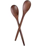 2PSC Wooden Cooking Spoons, 14 Inch Wooden Spoon for Cooking Mixing Salad or Soup Stirring, Black...