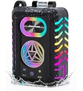 JTEMAN IP67 Waterproof Bluetooth Speaker with Foldable Phone Stand, TWS Stereo Sound, RGB Lights,...