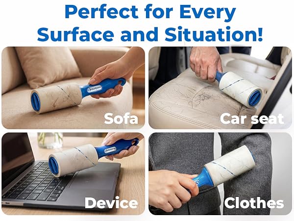 Lint roller for furniture, cars, devices, and clothes
