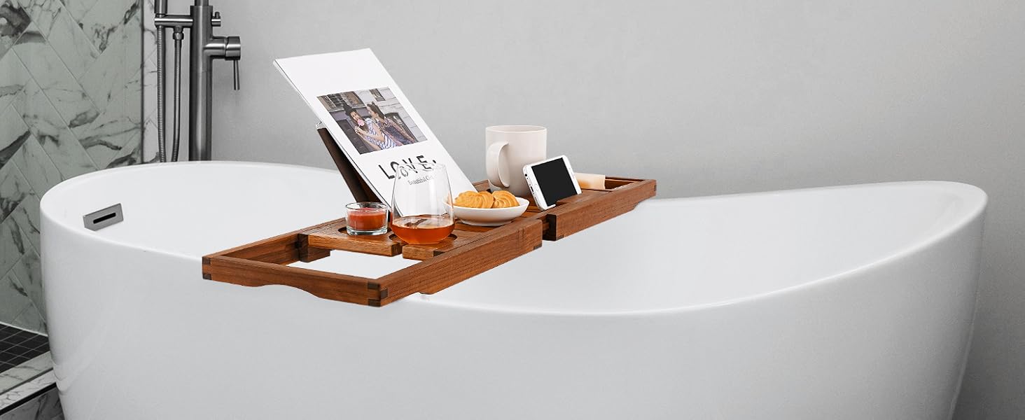 teak bathtub tray