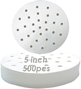 500pcs Steamer Paper for Dumplings Rounds White Patty Paper Sheets Non-Stick Food Grade Steam Pap...