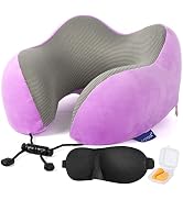 Travel Pillow,Travel Neck Pillows for Sleeping,100% Pure Memory Foam Soft Comfort & Support Pillo...