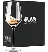 OJA White Wine Glasses Set of 4- Modern Crystal Hand Blown Wine Glass-15 oz,Thin Rim,Long Stem,Pe...