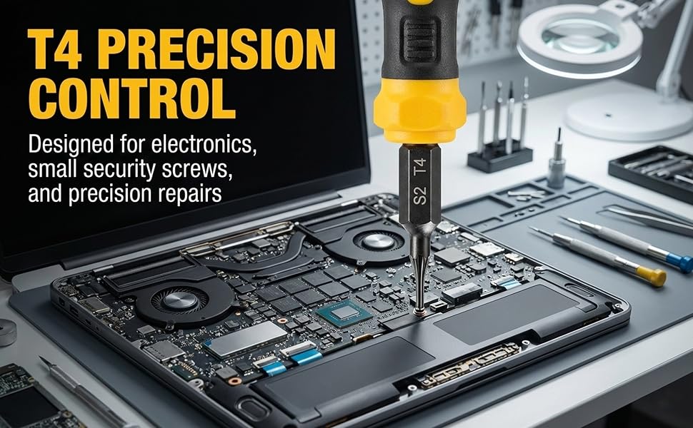 T4 PRECISIONCONTROL Designed for electronics,small security screws,and precision repairs