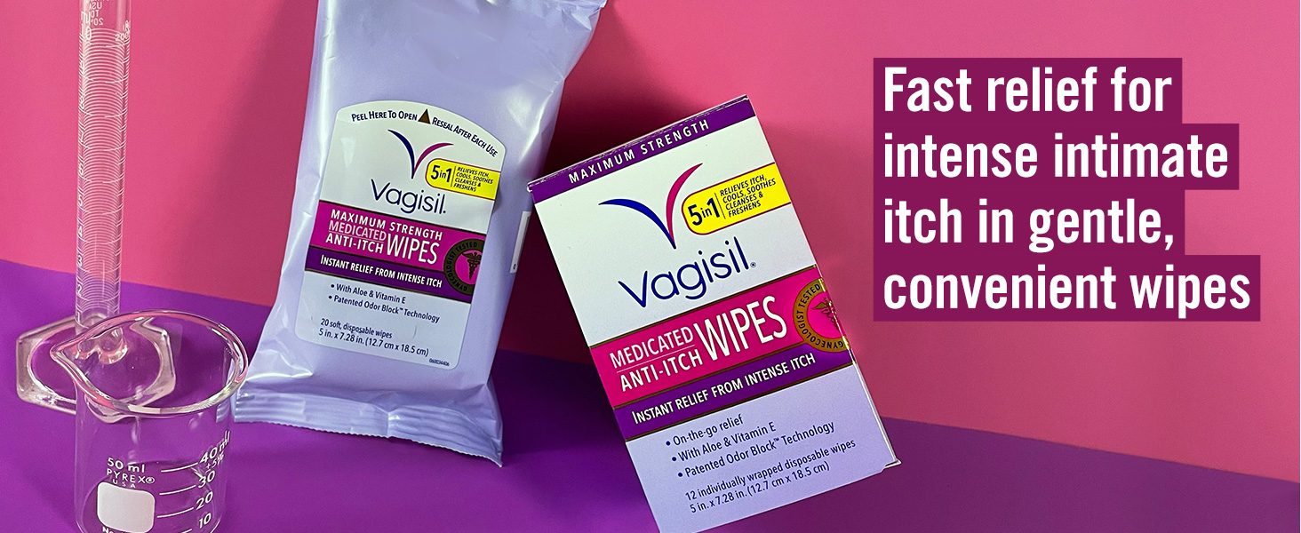 Fast relief for intense intimate itch in gentle, convenient wipes