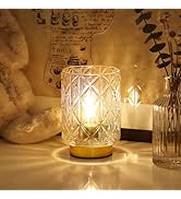 Battery Operated Lamp,Cordless Samll Glass Accent Lamp with Timer for Nightstand,Warm White Cozy ...