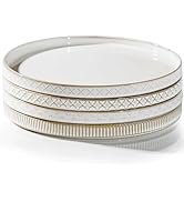 getstar 10.5” Ceramic Dinner Plates, Set of 4, Microwave & Dishwasher Safe, Salad Pasta Deep Plat...