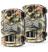 WOSODA 2 Pack Trail Cameras with Night Vision Motion Activated Waterproof,48MP Hunting Game Camer...