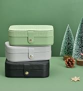 Vlando Small Travel Jewelry Box Organizer - Faux Leather Display Storage Case for Necklaces Earri...