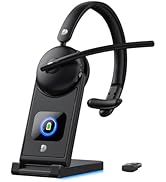 Wireless Headset with Mic for Work, Wireless Headset with Microphone (Noise Cancelling), Smart Mu...