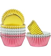 qiqee Gold, Silver, Rose Gold Foil 150pcs Cupcake Liners For Baking 3 Colors Baking Cups Thick & ...