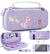 GLDRAM Purple Travel Case for Nintendo Switch Console & Aceessories, Waterproof Carrying Case wit...