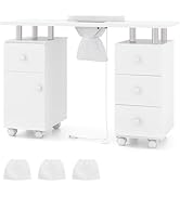 Giantex Nail Desk Manicure Table - Nail Table Station with Electric Dust Collector, 4 Drawers, St...