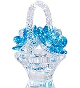 H&D HYALINE & DORA Crystal Flower Basket Figurine Collectable Ornaments Home Decor Tabletop Cente...