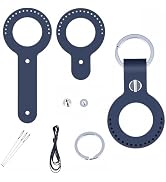 CALFOVERA Genuine Leather Coin Holder Keychain for AA Medallions Black Cowhide Leather NFC Tag Ke...