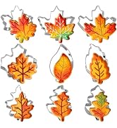 9 Pieces Fall Leaves Cookie Cutters Set, Stainless Steel Autumn Leaf Biscuit Mold Includes Maple ...