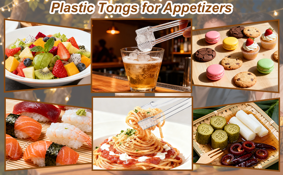 small plastic tongs for serving food